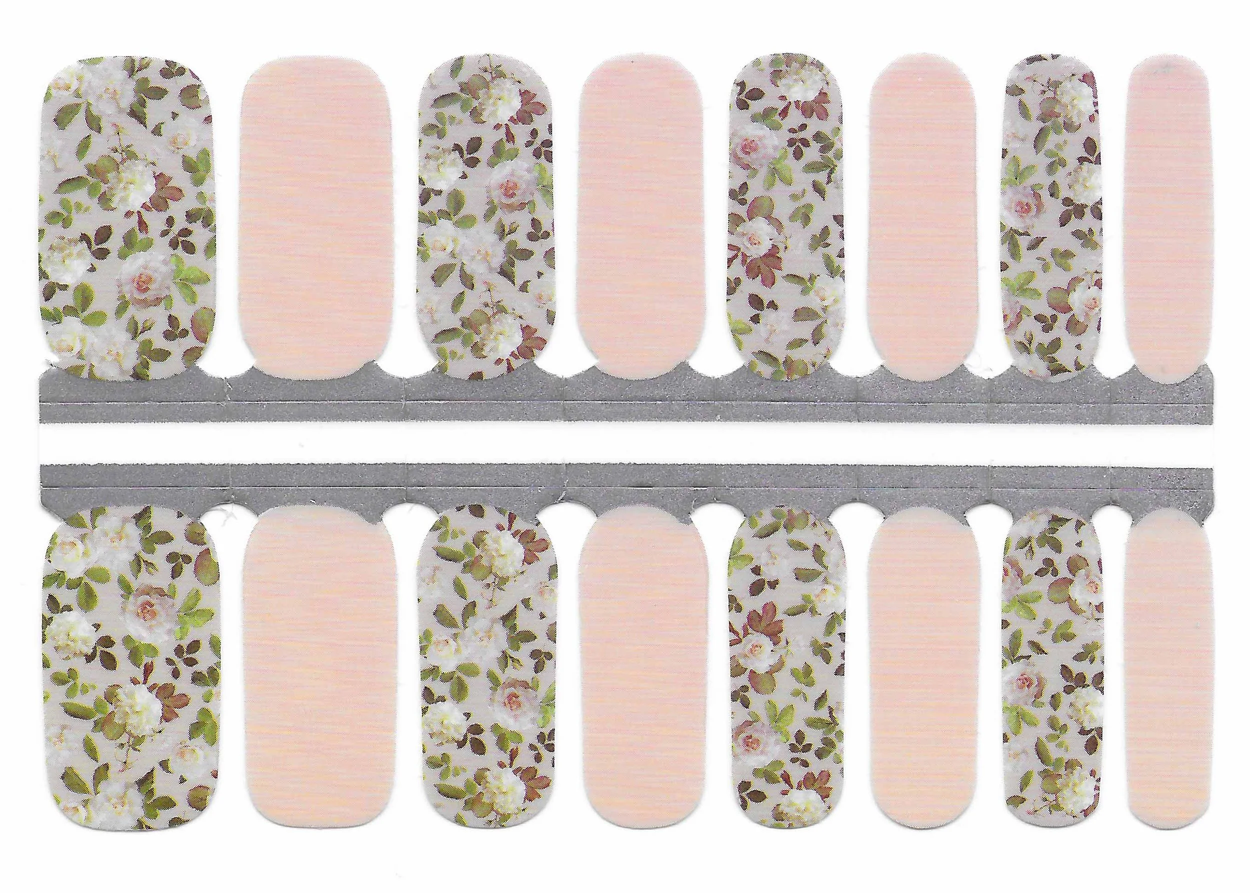 Romantic Neutral: Roses and Foliage on Beige Nail Wraps — StickyFix ...