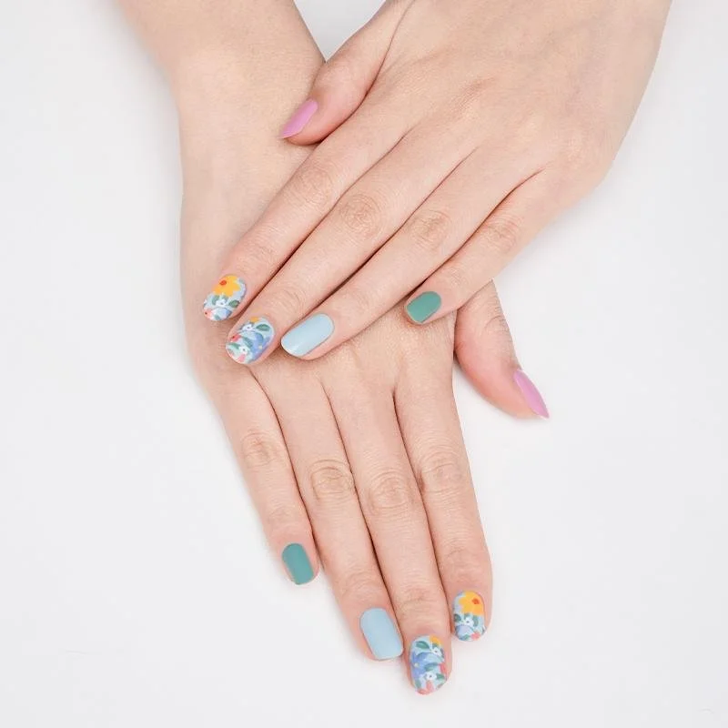 Pippa: Spunky Colorful Floral Nail Wraps — StickyFix Nails No Mess Nail Art