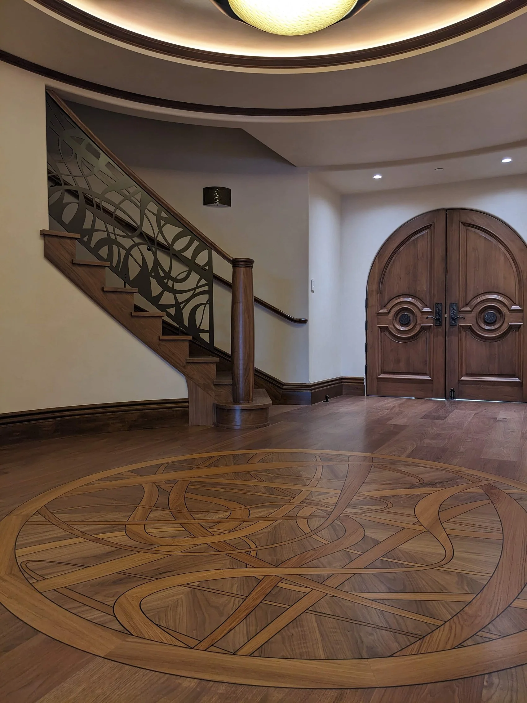Custom mandala inlaid into the floor