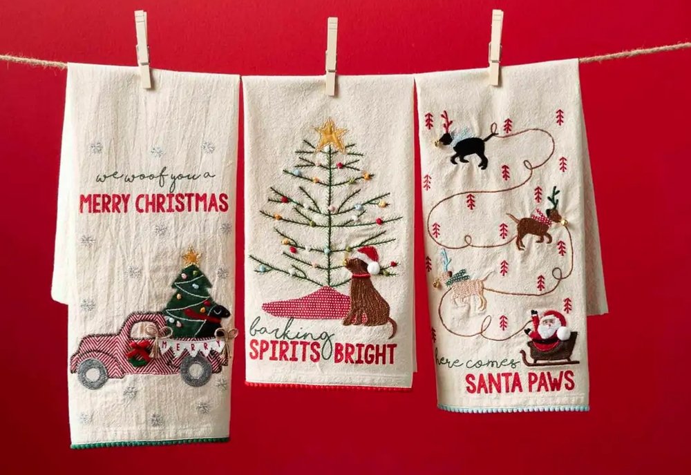 Christmas Dog Tea Towels — COASTAL DECOR + DESIGN | Fair Haven, NJ  Full-Service Interior Design