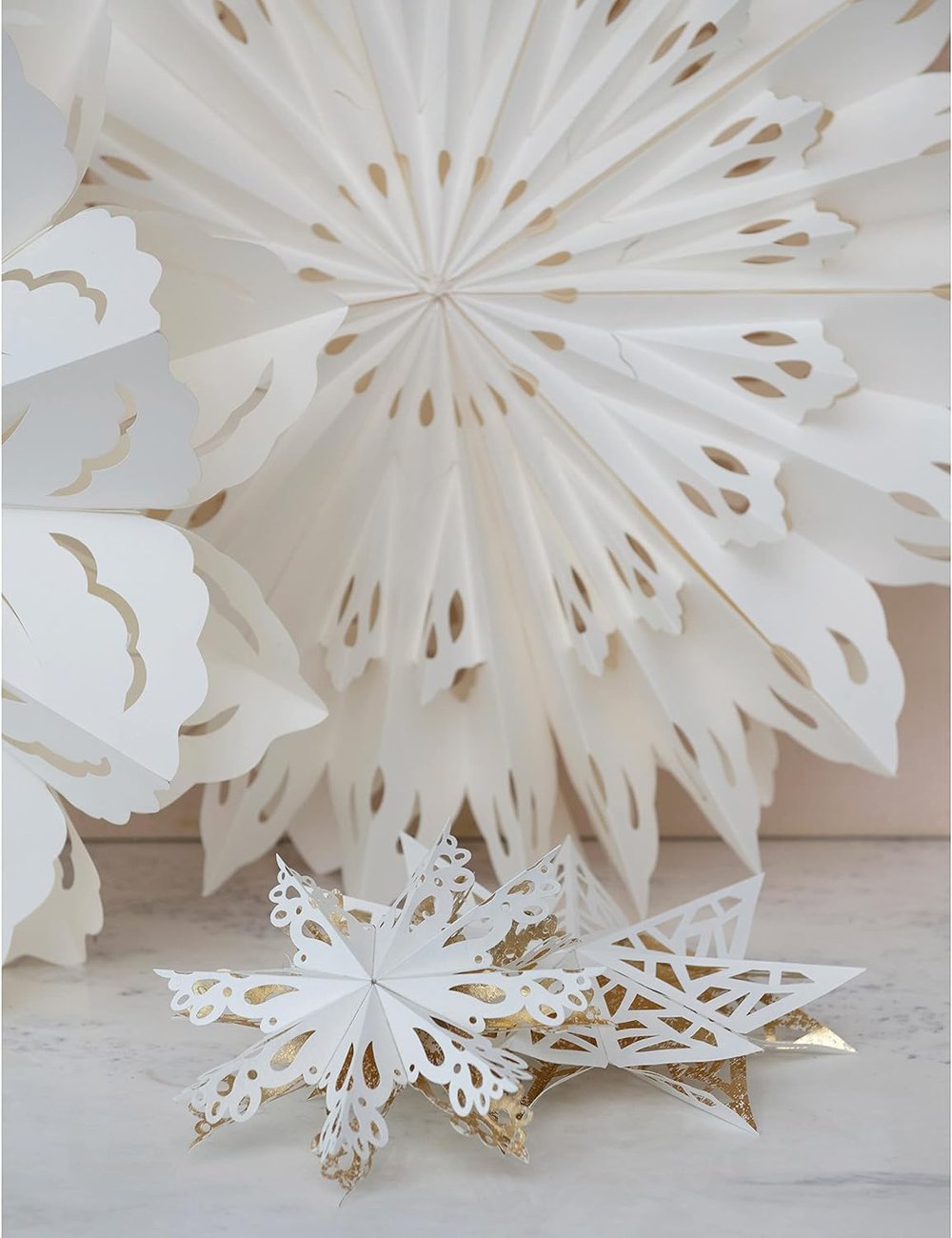 White paper snowflake ornament -SM — COASTAL DECOR + DESIGN