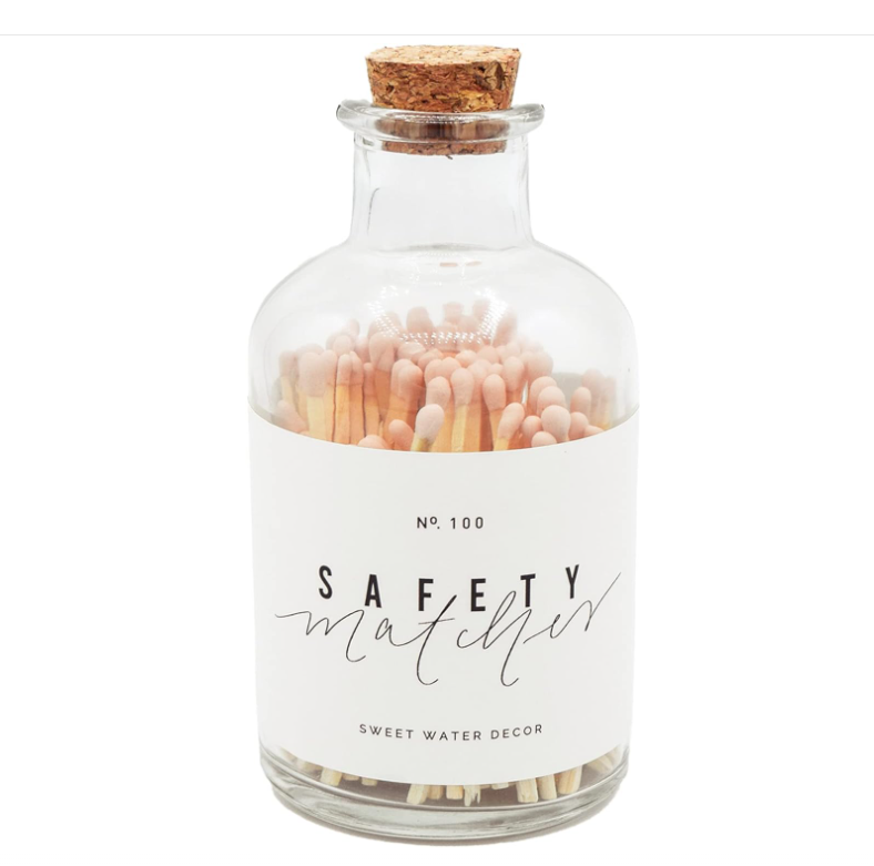 3 Safety Matches in Medium Apothecary Bottle Rustic Jar of Approx. 100 Decorative Matchsticks with Strike Pad.png