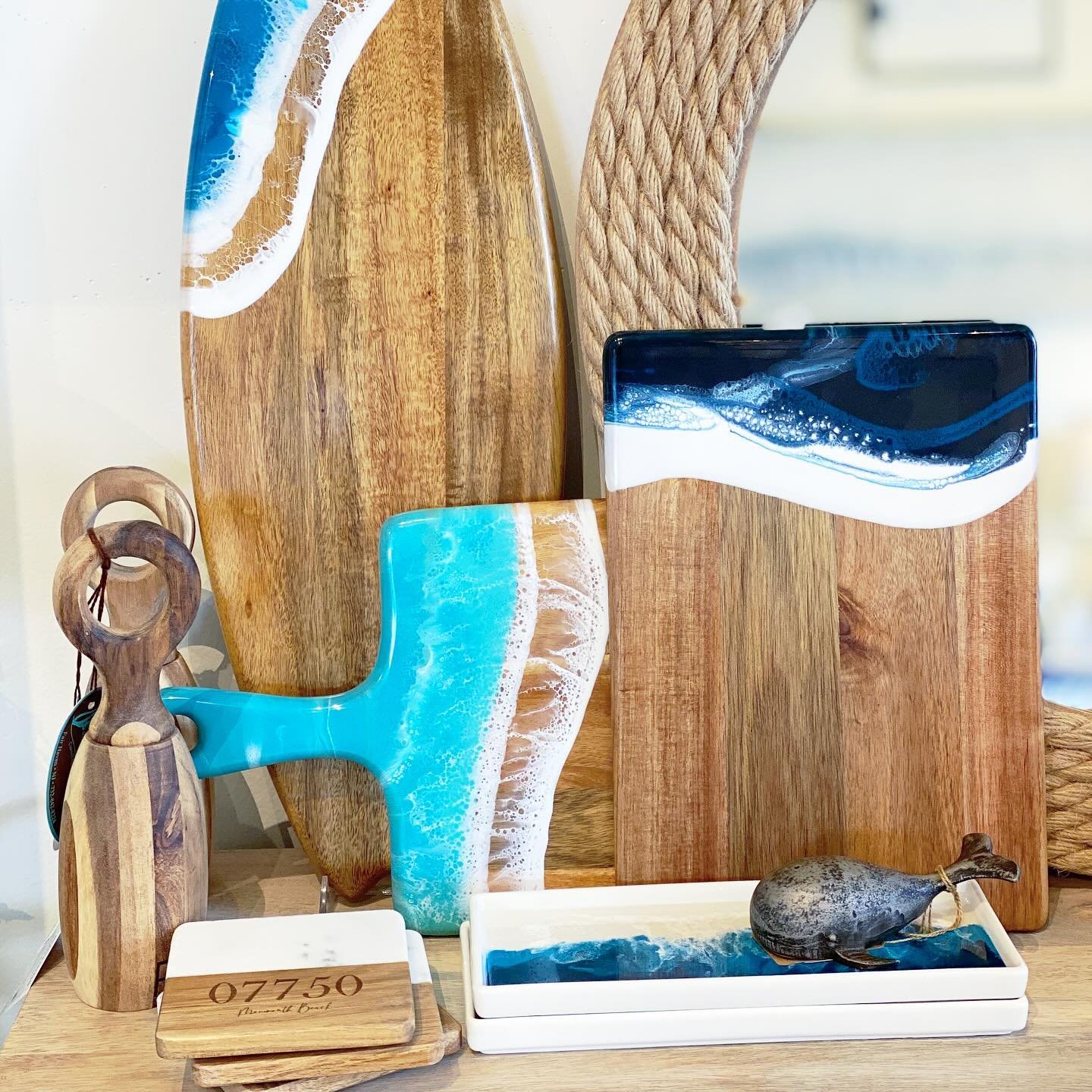 Cutting boards or kitchen art? 
Restocked with beautiful hand made resin cutting boards, trays, and coasters that will bring functional art into your home. 

.
#CoastalDecor #CoastalLiving  #MonmouthBeachNJ #BeachDecor #CuttingBoards #MonmouthCountyD