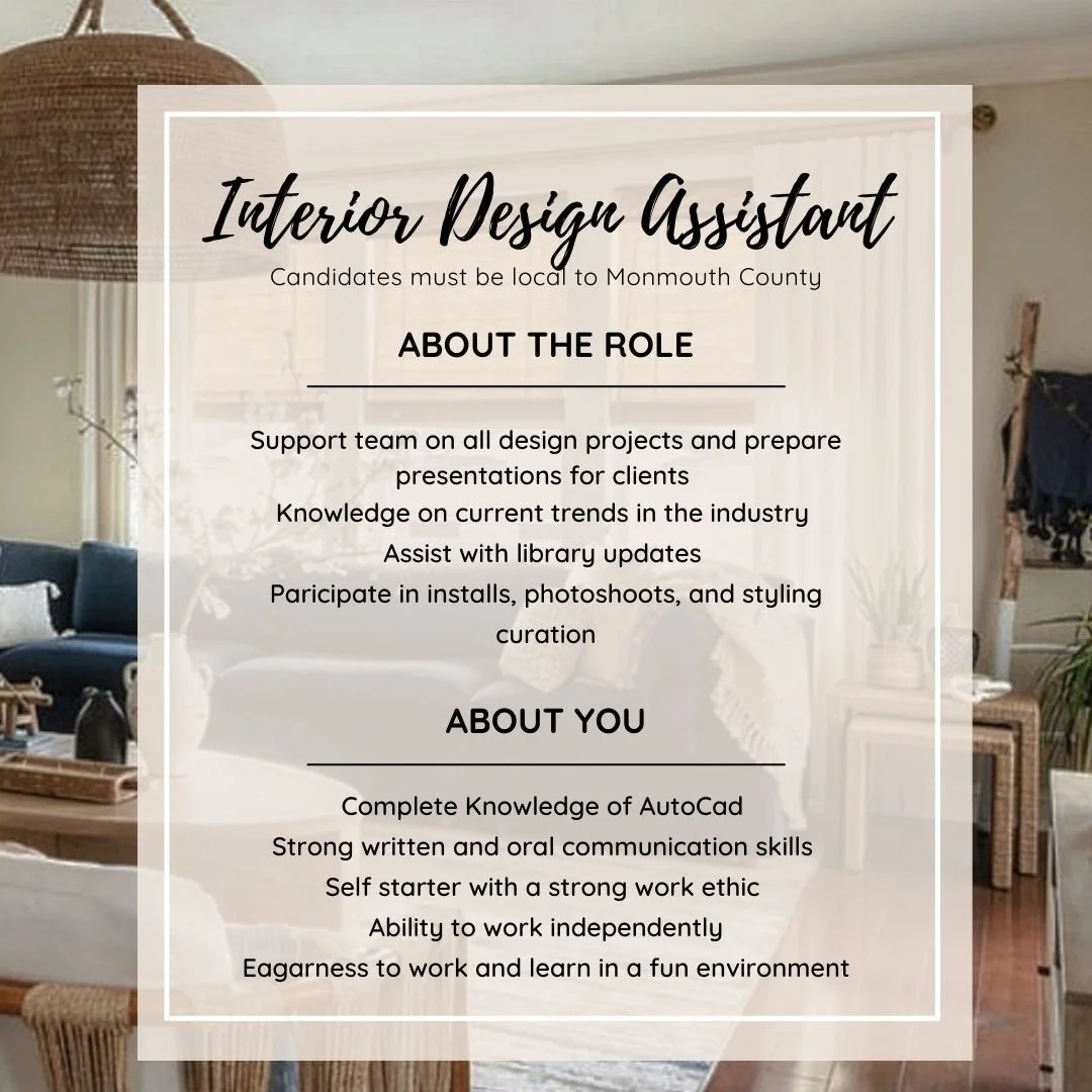 Hiring Interior Design Assistant — COASTAL DECOR + DESIGN Fair Haven
