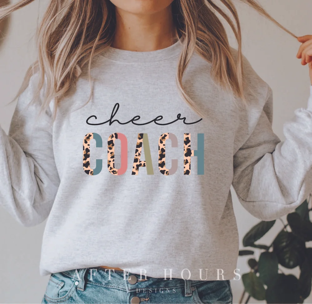 Cheer Coach Leopard Font T-Shirt OR Sweatshirt — After Hours Designs, LLC