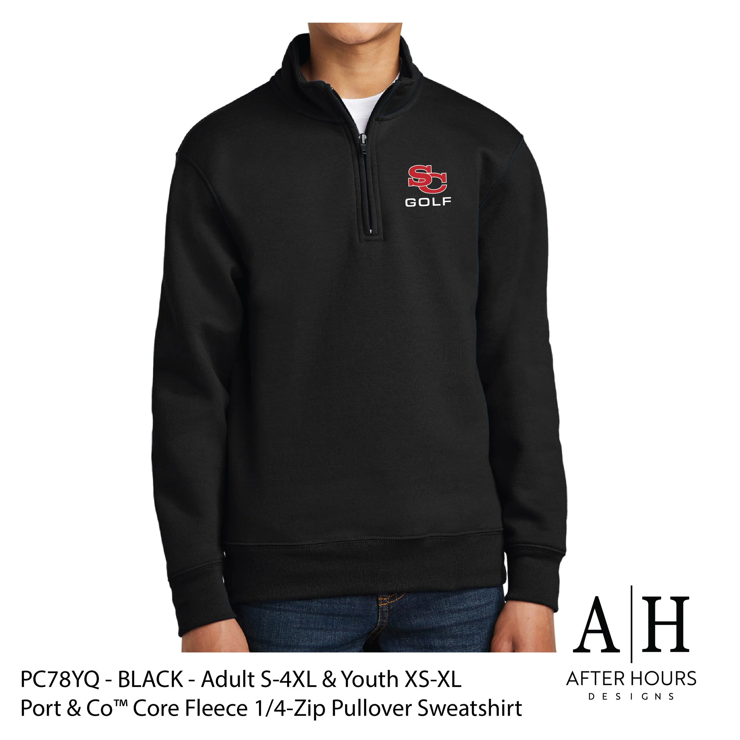 SCMS Golf - Port & Co™ Core Fleece 1/4-Zip Sweatshirt - Black PC78Q