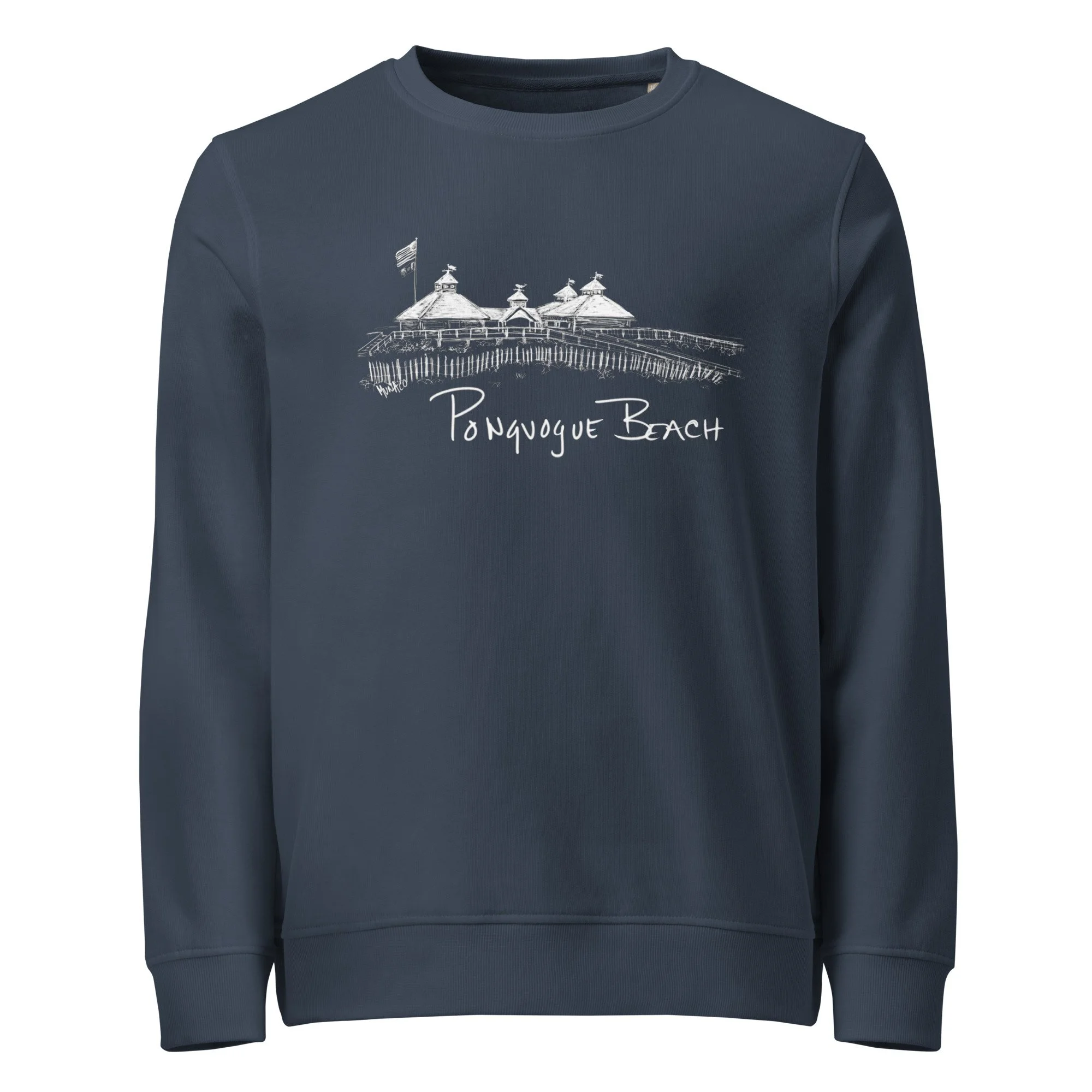 Ponquogue Beach unisex organic sweatshirt