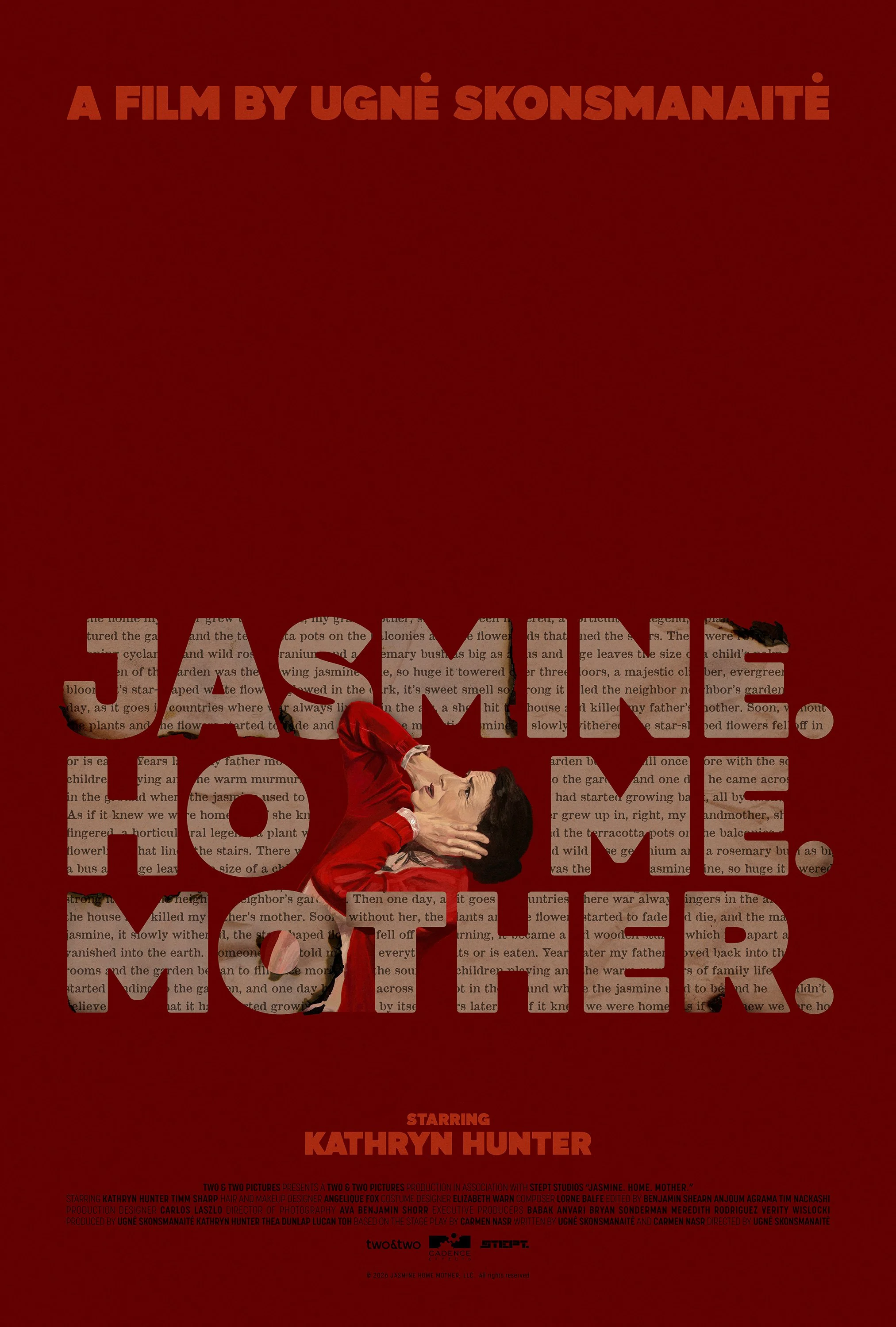 Poster for Jasmin. Home. Mother. (2026). Directed by Ugnė Skonsmanaitė. Designed with Geminianum.