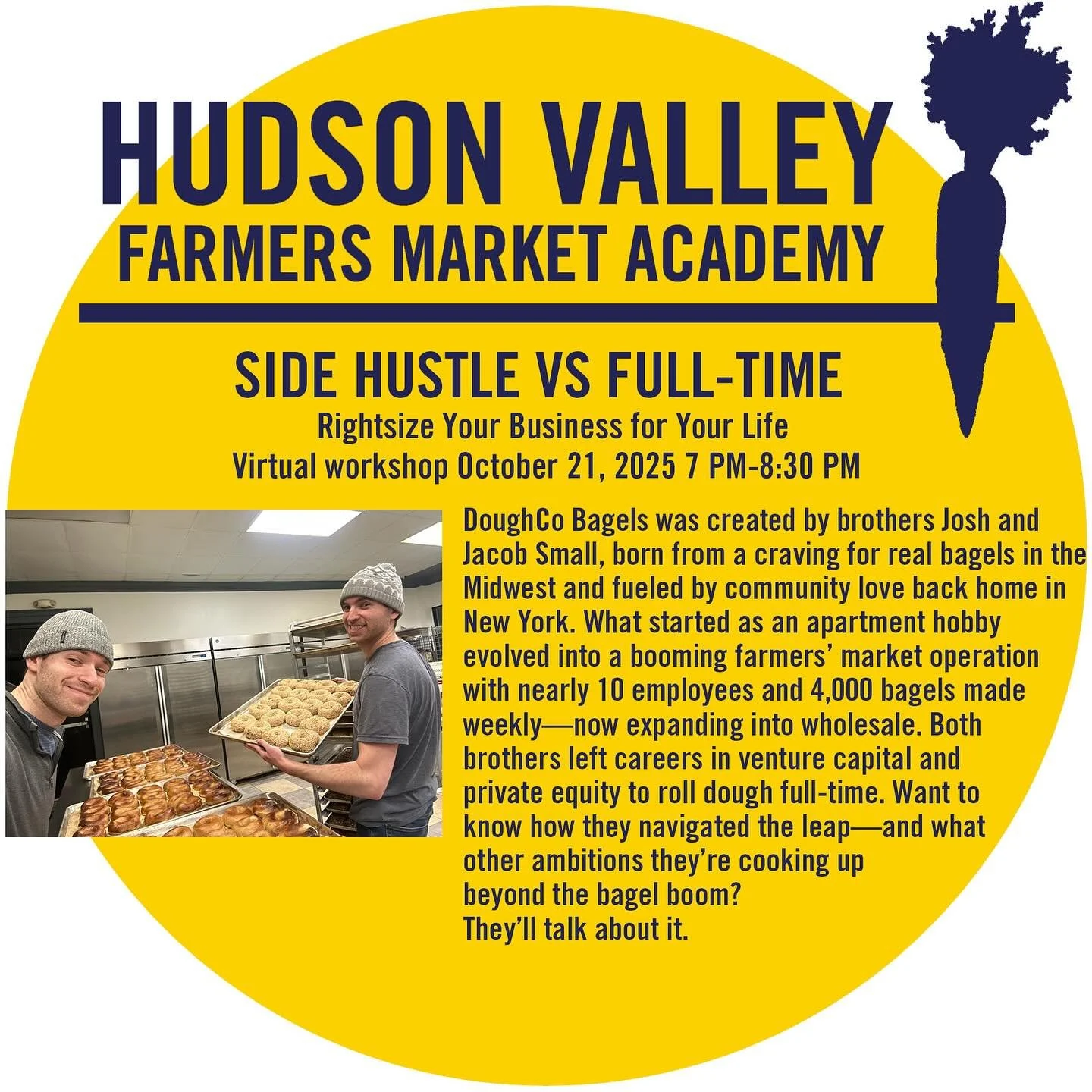 This ☝️ is gonna be a good one! Join us for: 

SIDE HUSTLE VS FULL-TIME: Rightsize Your Business for Your Life. Explore how to balance risk, reward, and timing when deciding whether to go all-in or keep vending as a side venture. Learn strategies for
