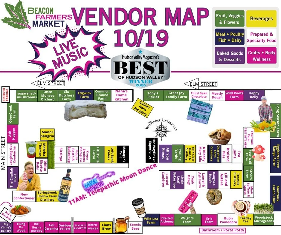🛍️🥬 Presenting: The Market Map for 10/19 with 70 vendor stalls!

Come eat, come meet, and support your favorite vendors while discovering something new. Make this Sunday delicious, exciting and inspiring &mdash;see you at the market! 😘 

🌹🥩🥕🥃?