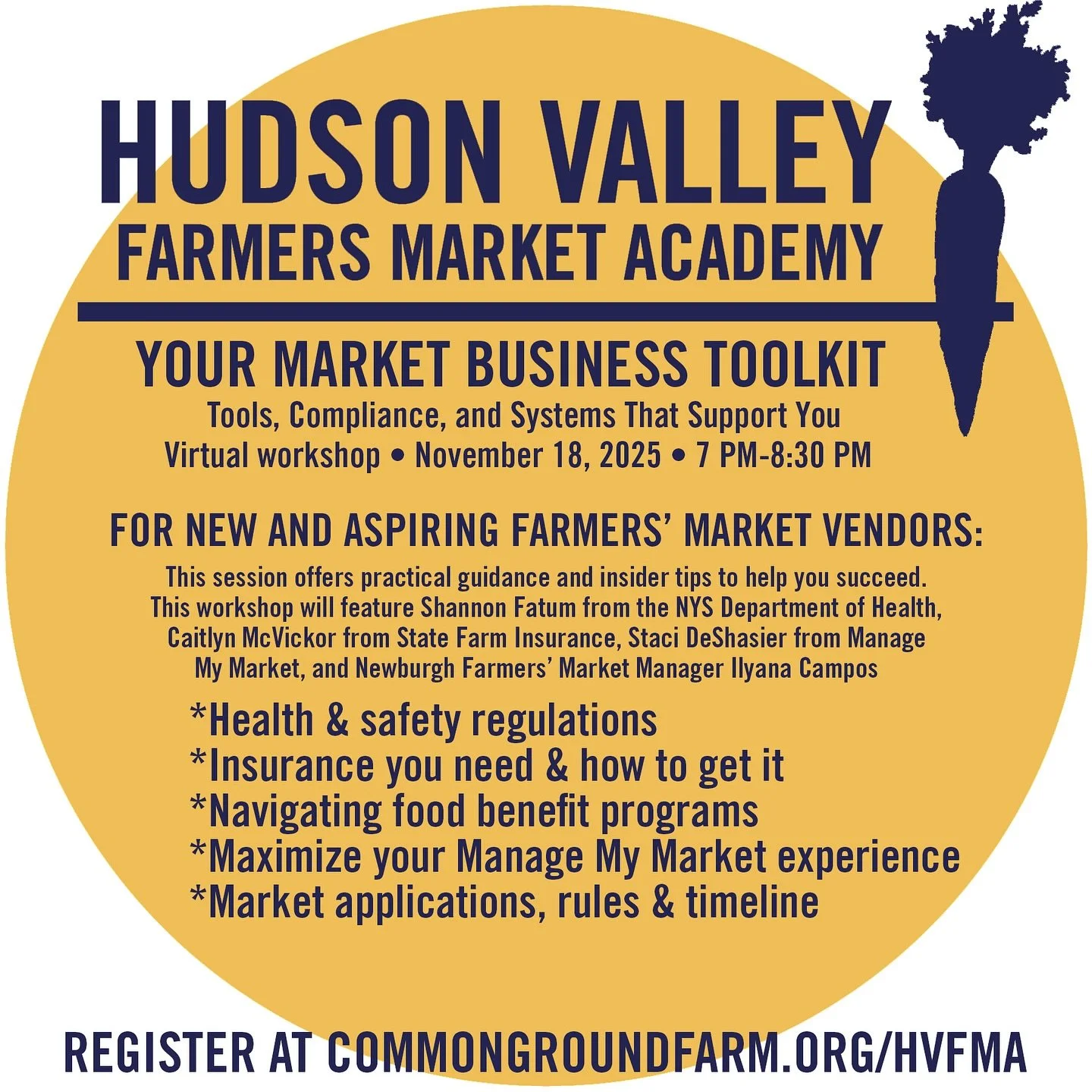 Dreaming of selling at a farmers market? 🌽✨
Or already vending but want to level up? 👀

Join us for: YOUR MARKET BUSINESS TOOLKIT: Tools, Compliance, and Systems That Support You &mdash; aka your market success cheat sheet

Tuesday, Nov 18, 7&ndash