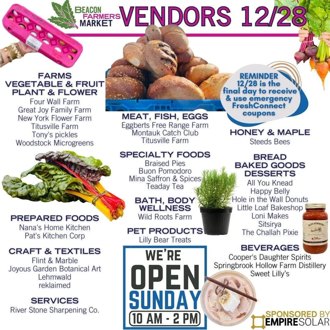 We&rsquo;re open this Sunday 🤍❄️ Why? It&rsquo;s the final day to distribute and use 2025 Emergency FreshConnect benefits + our farmers have already harvested veggies + with tougher weather coming Sunday night, it&rsquo;s the perfect time to come ou