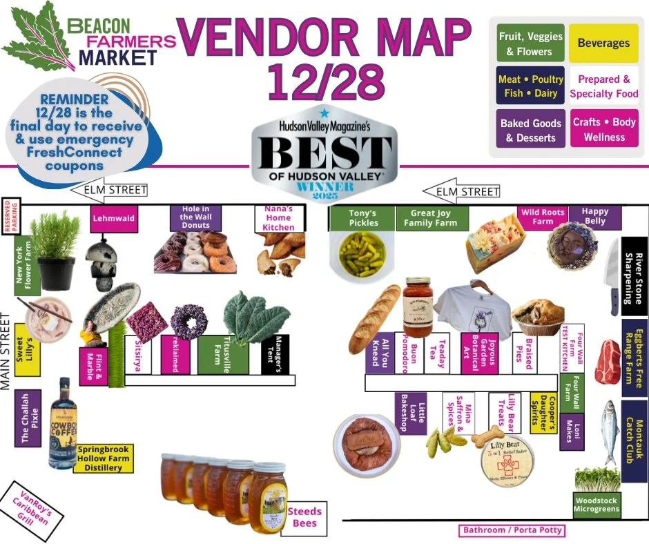 This Sunday&rsquo;s market map 🤍 A smaller lineup, but packed with the farmers and makers who braved the forecast, harvested the food, and showed up anyway. If you&rsquo;ve been meaning to come by, this is the Sunday it really counts. We&rsquo;ll be