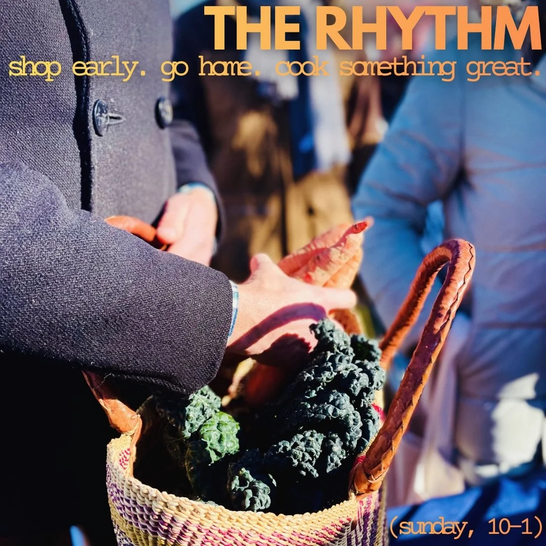 The rhythm 💛
Shop early. 🧺 
Go home. 🏠 
Cook something great. 🥘 

This Sunday, we&rsquo;re planning to be open 10&ndash;1, with winter adjustments in place to keep things safe, warm, and workable for everyone.

Come with intention, grab what you 