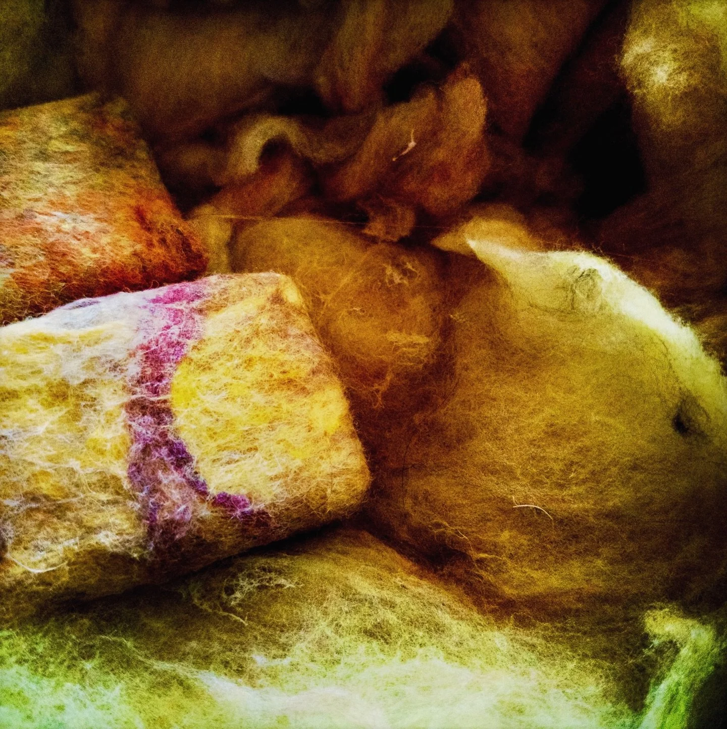 This might be the coziest thing at the market right now. 🧼✨ Hand-dyed wool &mdash; from merino and corriedale sheep &mdash; hand-felted around a bar of goat milk soap. The soap suds up through the fibers, turning it into a built-in loofah / washclot