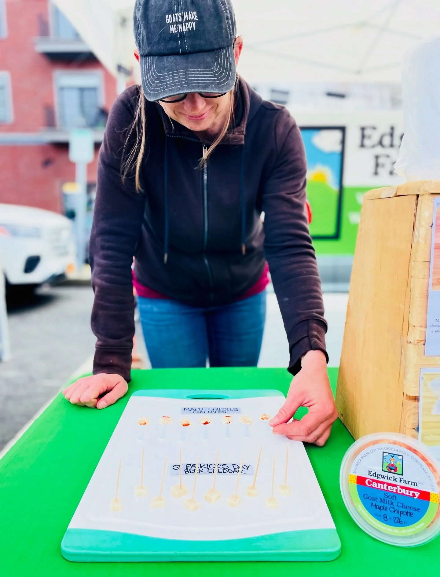 The most powerful tool at the market? 
One tiny spoon.

Maple 🍁 chipotle 🌶️ goat cheese 🧀 from @edgwickfarm &mdash; sweet, smoky, creamy, and just dangerous enough that you&rsquo;ll suddenly find yourself going home with a tub.

Samples welcome. C