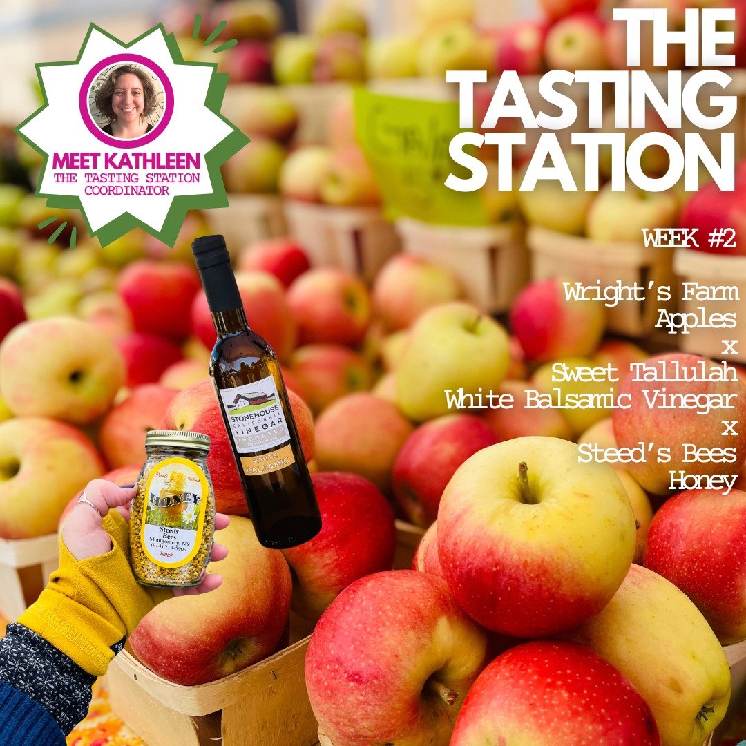 NEWSLETTER ALERT! 🌧️🍎💚 Stock up before the storm &mdash; and make room for Week 2 of Teeny Greenys + The Tasting Station. This Sunday&rsquo;s tasting: 🍎 Wright&rsquo;s Farm apples x Sweet Tallulah white balsamic vinegar x Steed&rsquo;s Bees honey