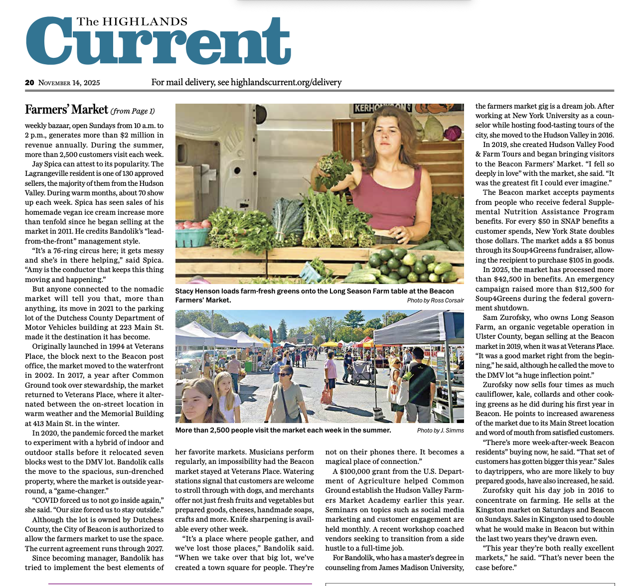 HIGHLANDS CURRENT (continued on back cover): From Farm to Beacon by Jeff Simms • November 14, 2025 