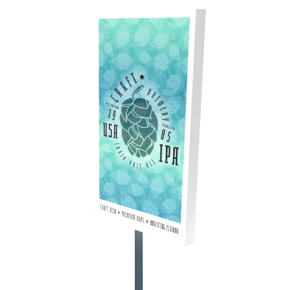 18" Narrow Pole Topper for in-store beverage marketing.