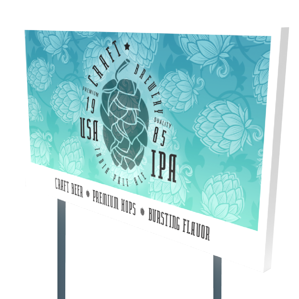 60" Wide Pole Topper for in-store beverage marketing.