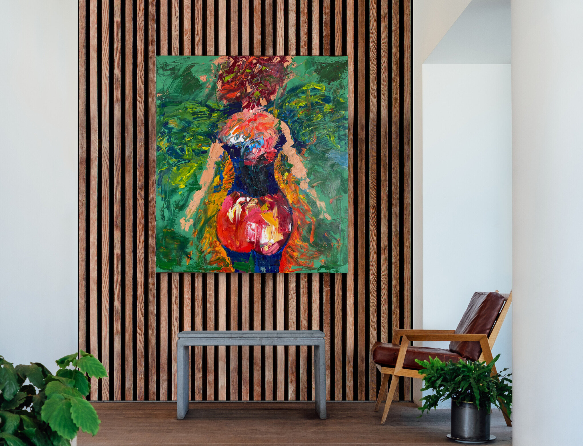 "Vibrant Abstract Painting in Modern Interior."