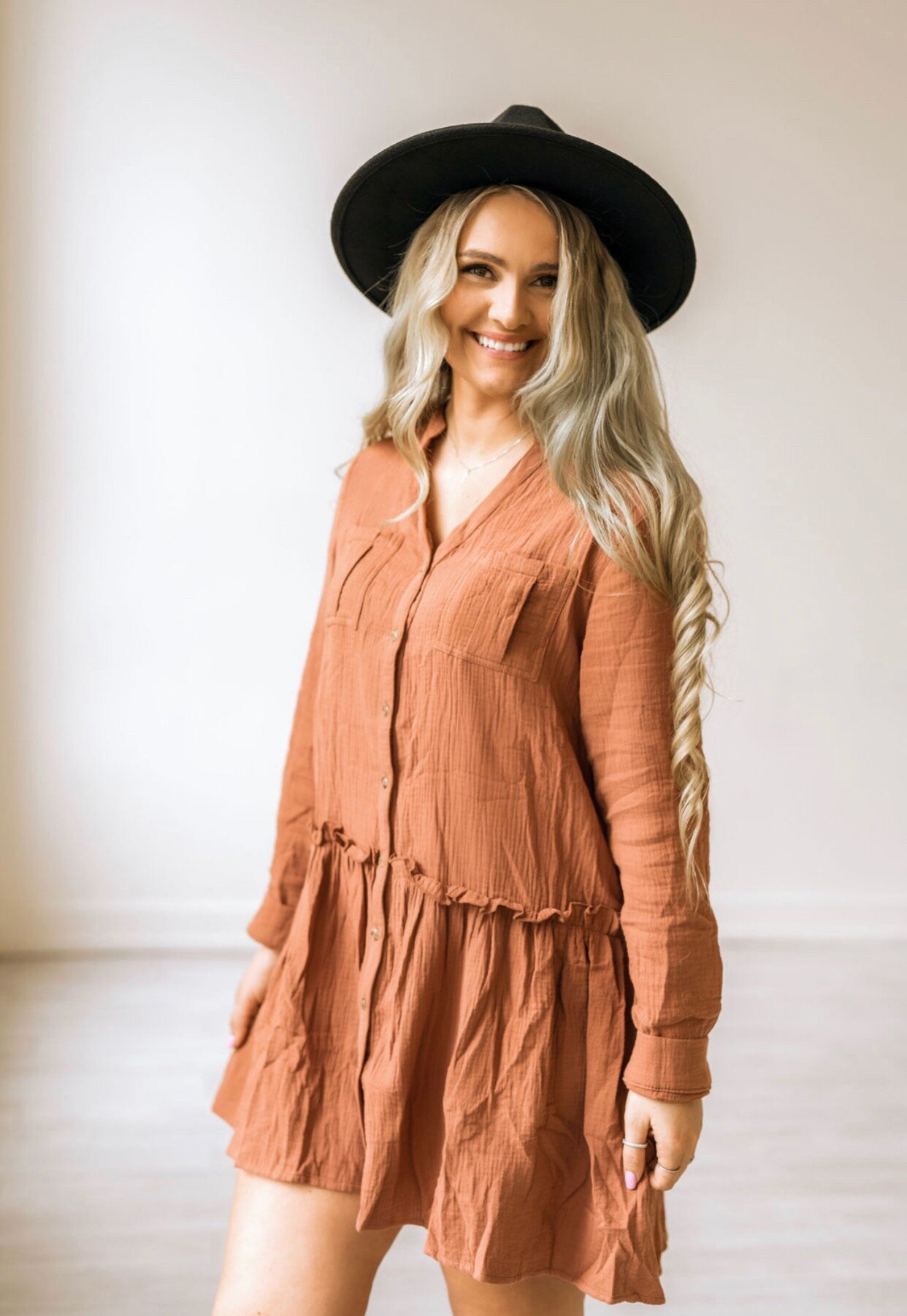 Peplum Waffle Knit Dress