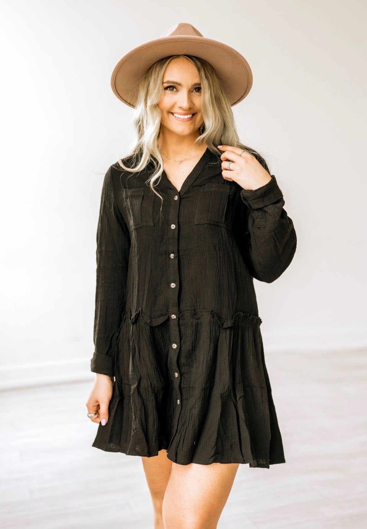 Peplum Waffle Knit Dress