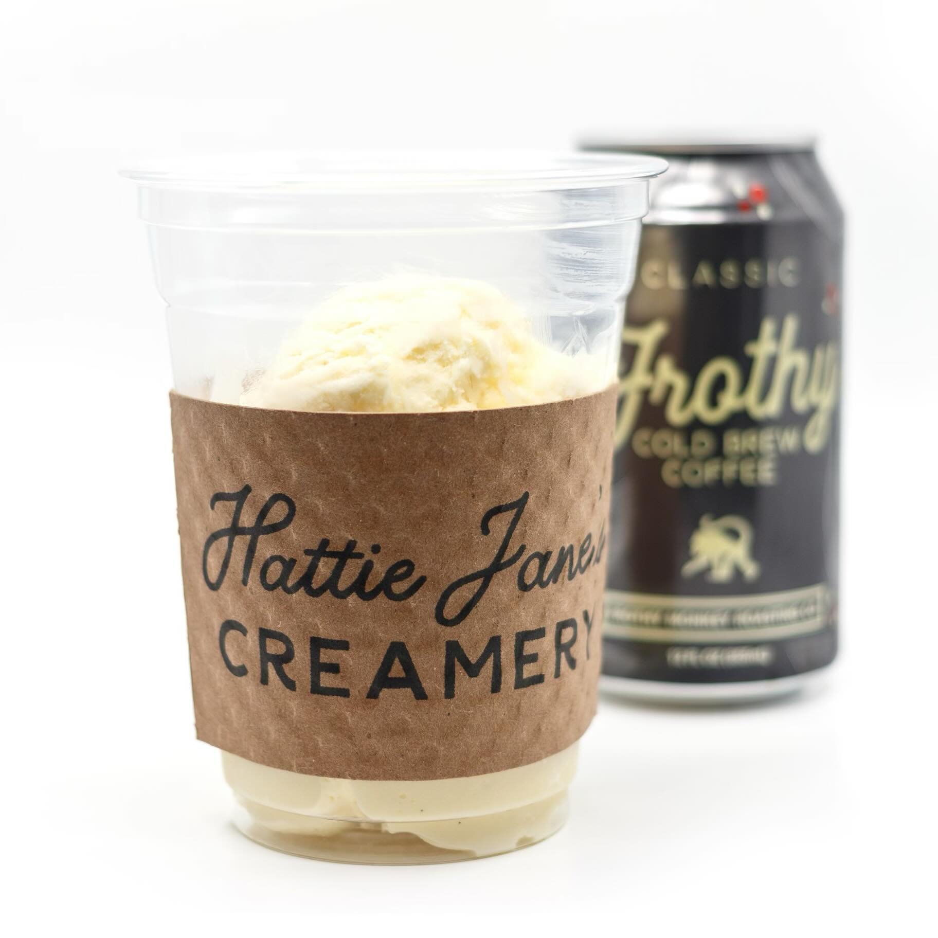 Float on by for a @frothymonkey cold brew float 🛟🍦 Hattie&rsquo;s vanilla ice cream, topped with this crisp caffeinated local coffee. #IceCreamMakesMeHappy 😃