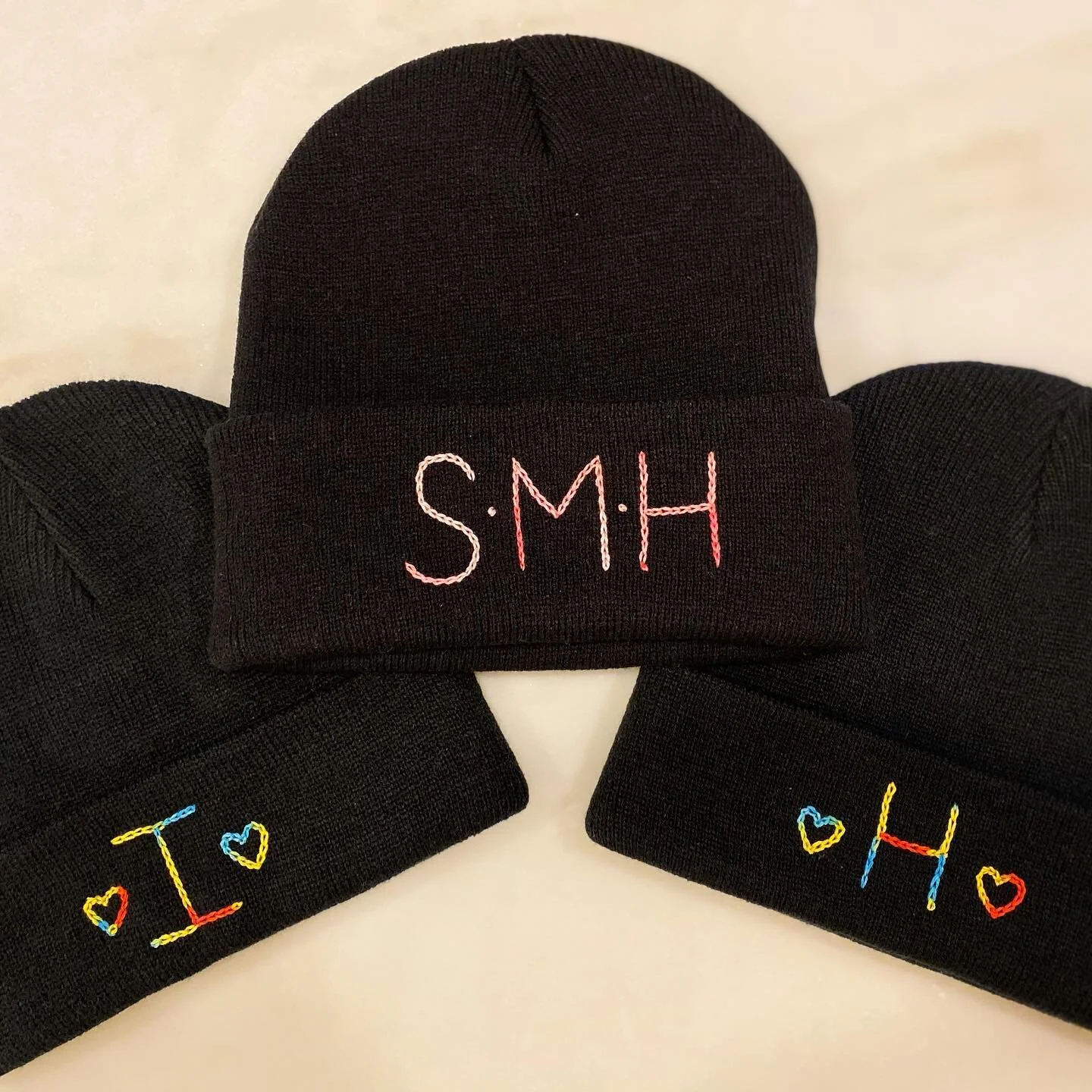 Saturday Accessory Edit ✨

Stay cozy in a custom beanie! Adult and kid sizes available. 
.
.
.
.
.
#custom #embroidery #beanies #giftideas #handstitched #handmade #staywarm #cozy #beanieseason #tiedye #initials #toddlerlife #momlife