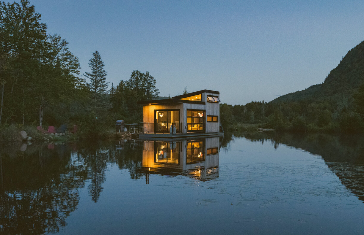 Floating cabin on a summer's evening