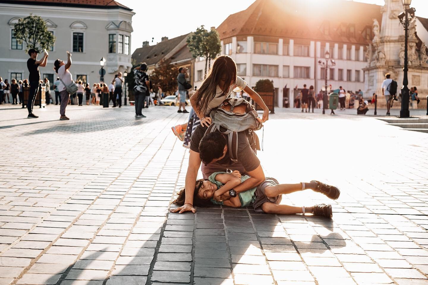 #tbt #budapest Choosing my favorites is always so hard.  I have very similar photos everywhere we go ! 😄Roughhousing in my family is huge ! People always stare ...Ha! This is my little crazy family which I enjoy documenting every bit of it ! Lucky m