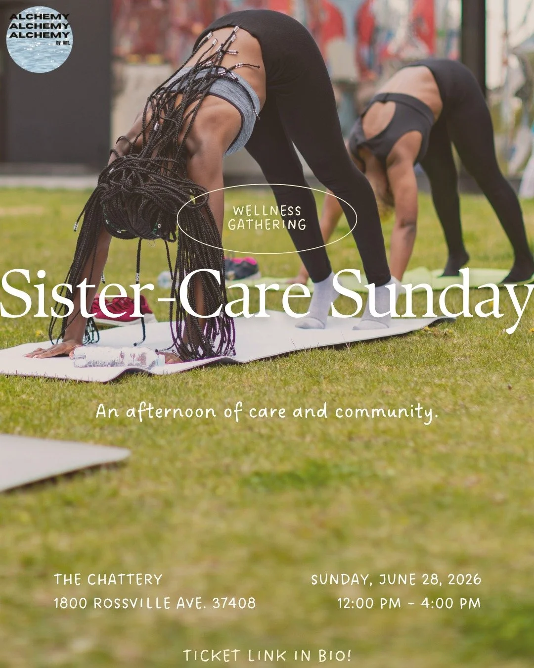Last day for Sister-Care Sunday tickets! 

Meet us tomorrow at @thechattery, 12-4pm for a Black-woman-centered day: 

🩷 Health &amp; Wellness Sessions
Purpose Discovery @nbmlifestyle 
Dance Fitness w/ @hailenott
Mindful Vinyasa (yoga) @lil.muva
Athl