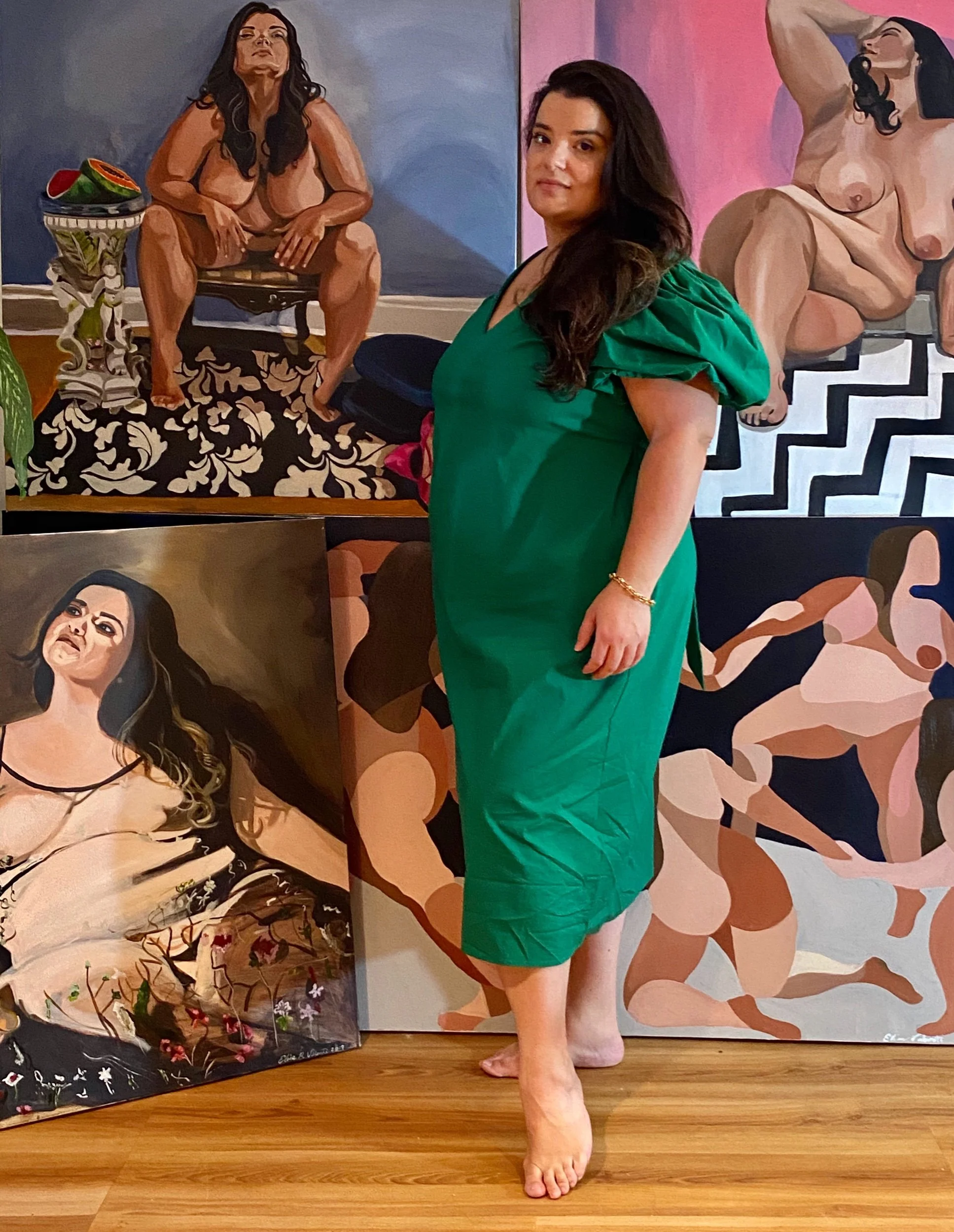 SMC | Size 20 | Puff Sleeve Dress | Green