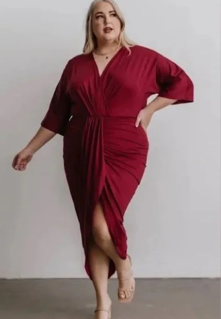 SMC | Size 3X (2X*) | Mimi Midi Dress | Burgundy