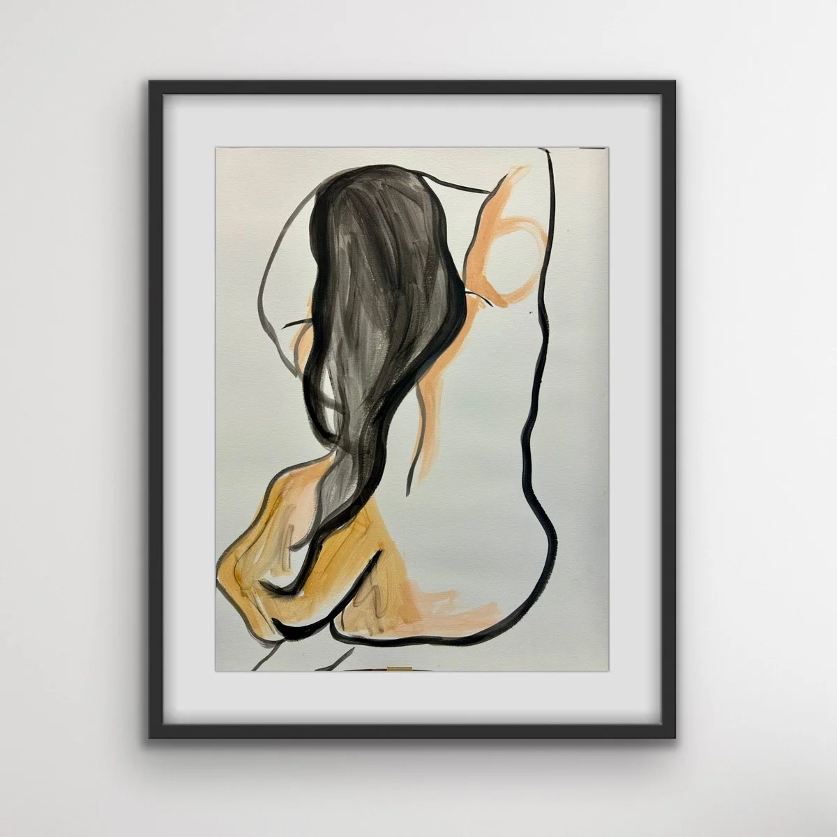 Fat Girl with hair down her back open edition Print