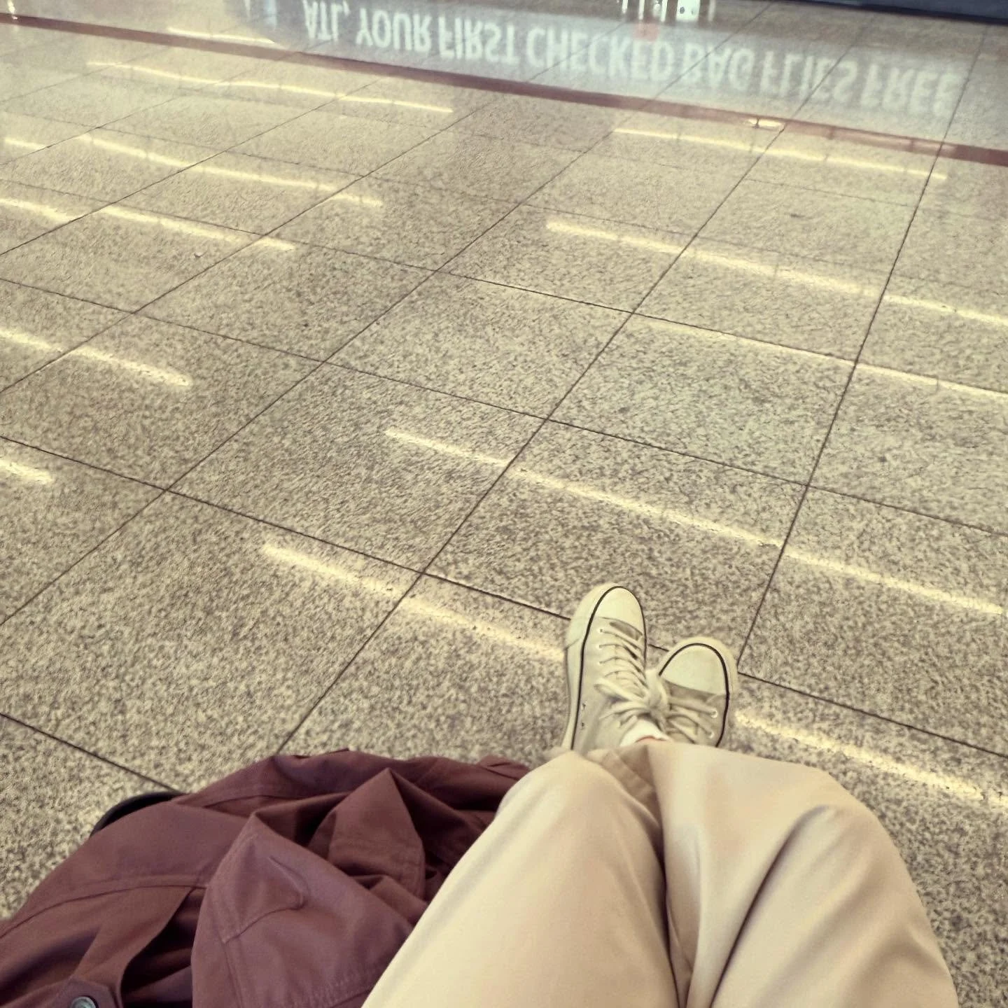 Well pals, I&rsquo;m part of that 10% reduction in air traffic. I&rsquo;m separated from my bag, but my Dad and cousin are coming to rescue me and drive me to my aunt and uncle&rsquo;s house. All is well. 

I met a woman in one of the many lines I&rs