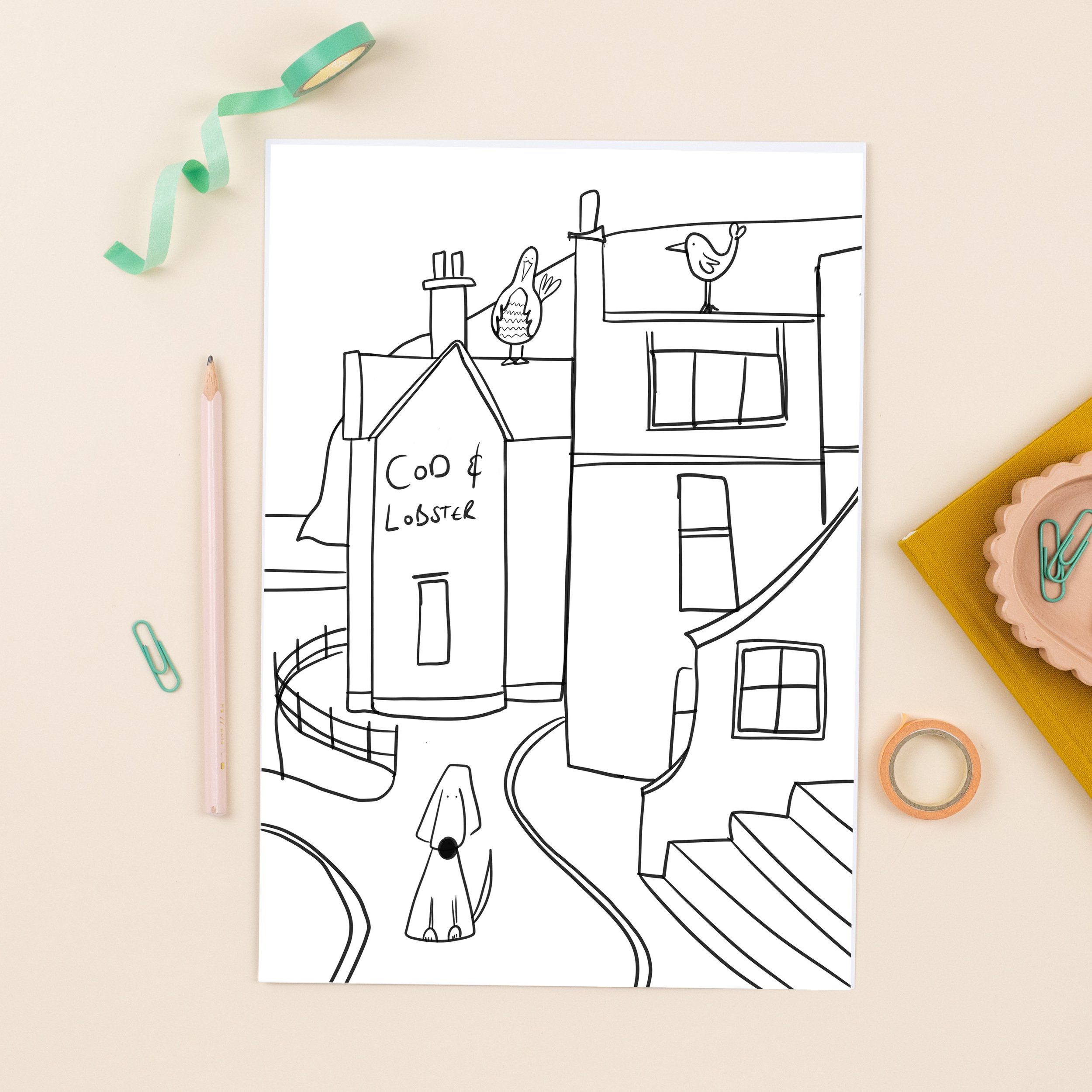 Staithes Colouring Sheet