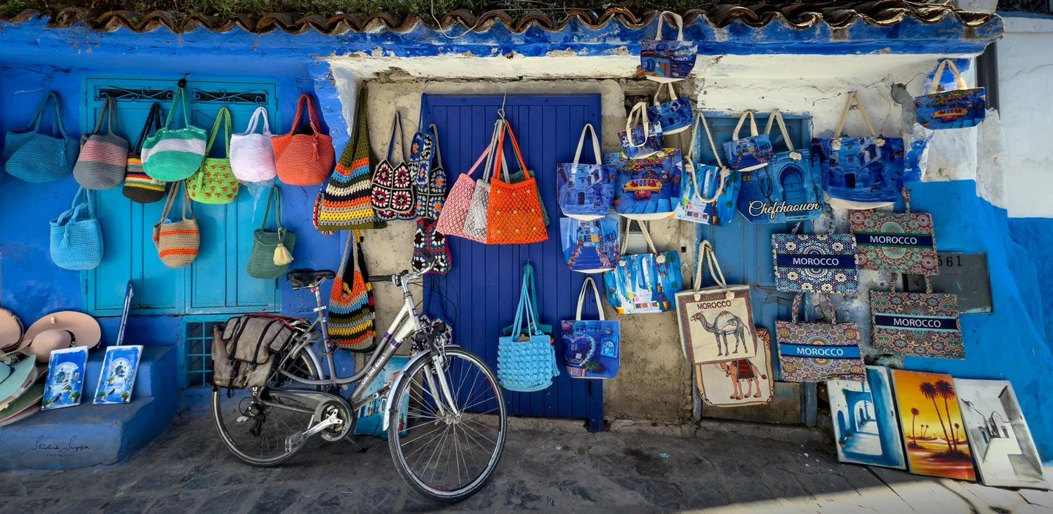 blue city of chefchaouen in morocco africa featuring blue medina alleyways place El Haouta plaza uta el hammam kasbah museum and sunset shot from bouzafer or spanish mosque