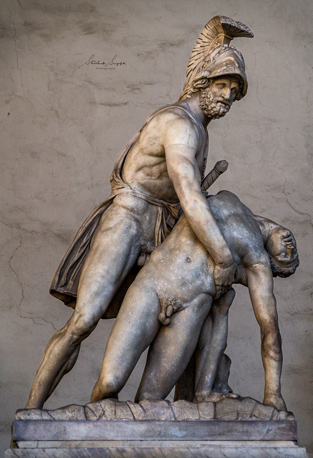Menelaus supporting the body of Patroclus in loggia del lanzi near palazzo vecchio town hall situated on piazza del signoria in florence tuscany italy shot during summer
