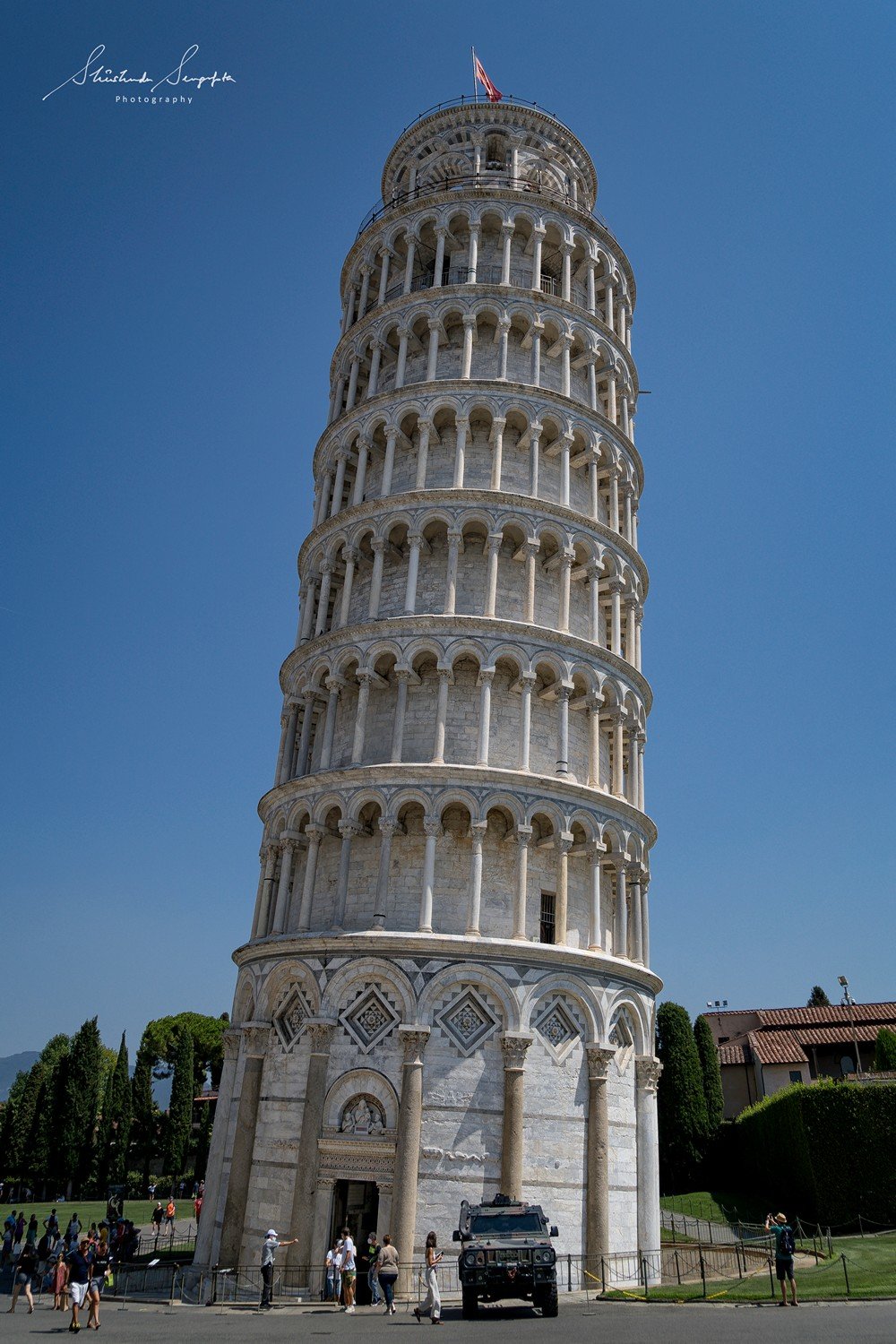 leaning clock tower in pisa tuscany italy shot in summer