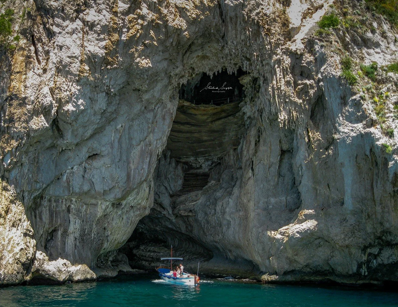 capri island italy featuring limestone rock formation stalagmite stalactite blue grotto cave marina grande and faraglioni
