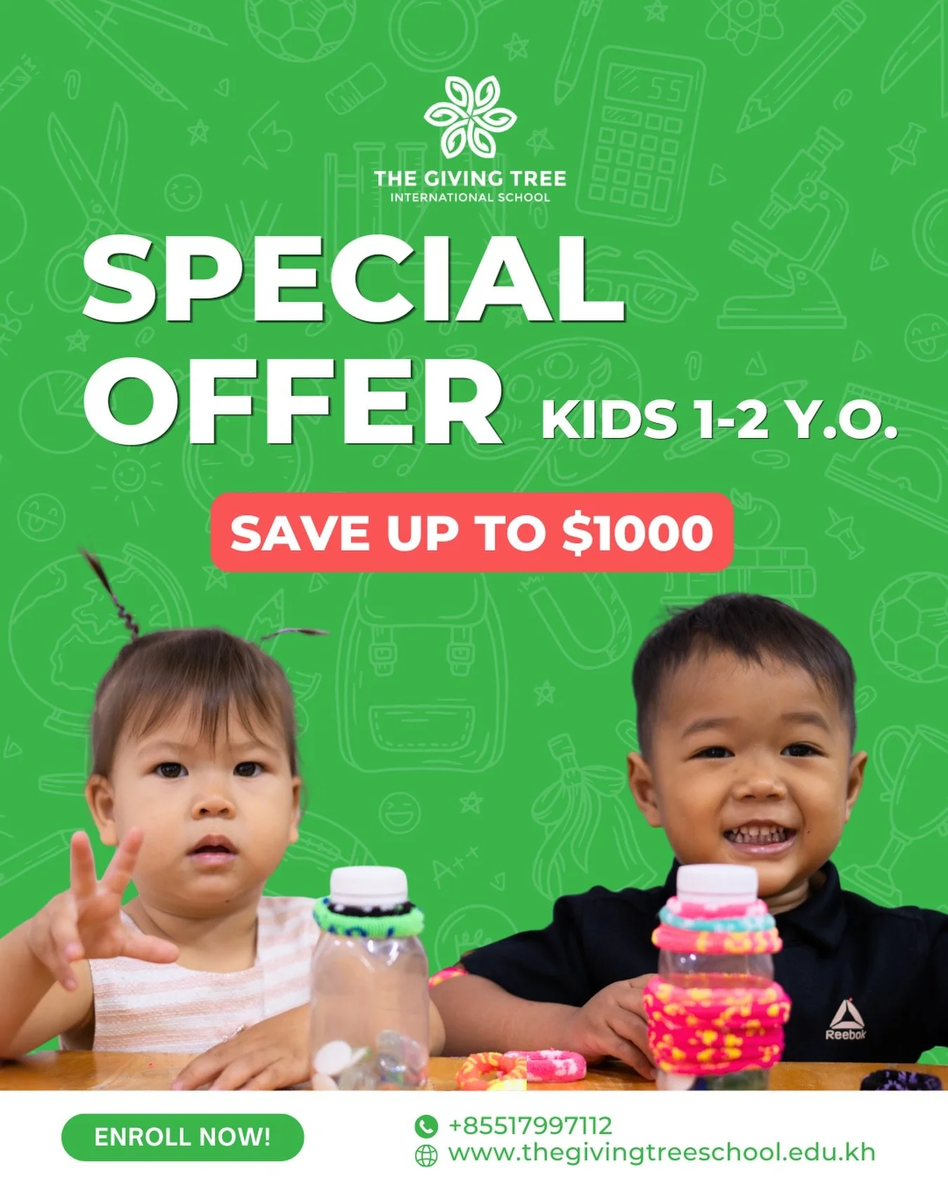Looking for a safe, caring, and nurturing school for your little one?

The Giving Tree International School is now welcoming children aged 1&ndash;2 years old (Early Years 1)

With over 18 years of experience, our caring and professional team creates