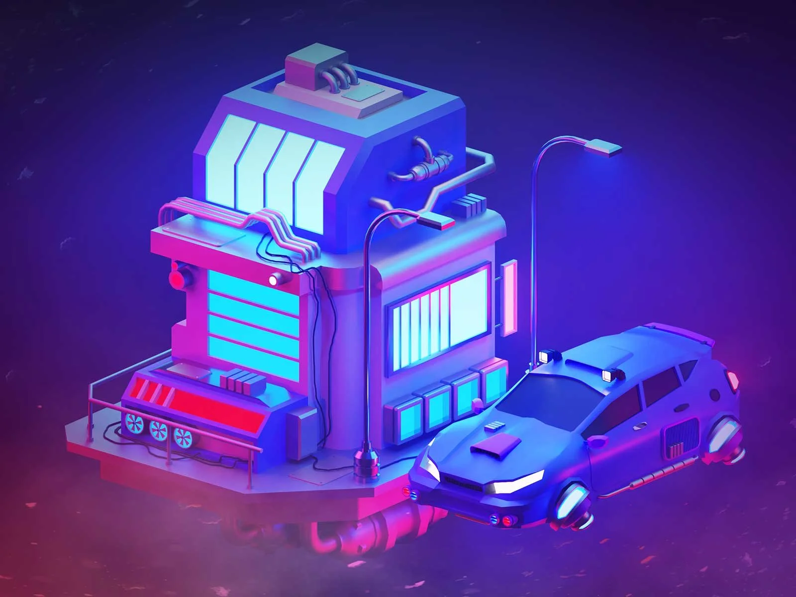 Neon 3D Scene