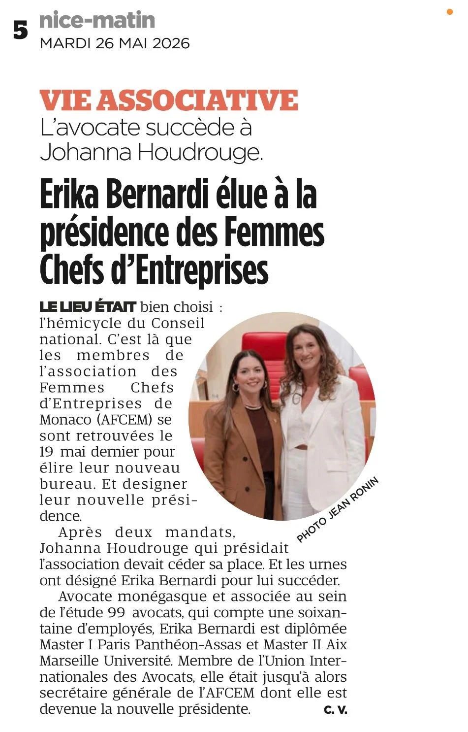 Erika Bernardi élue à la présidence de l’AFCEM pour le mandat 2026-2029