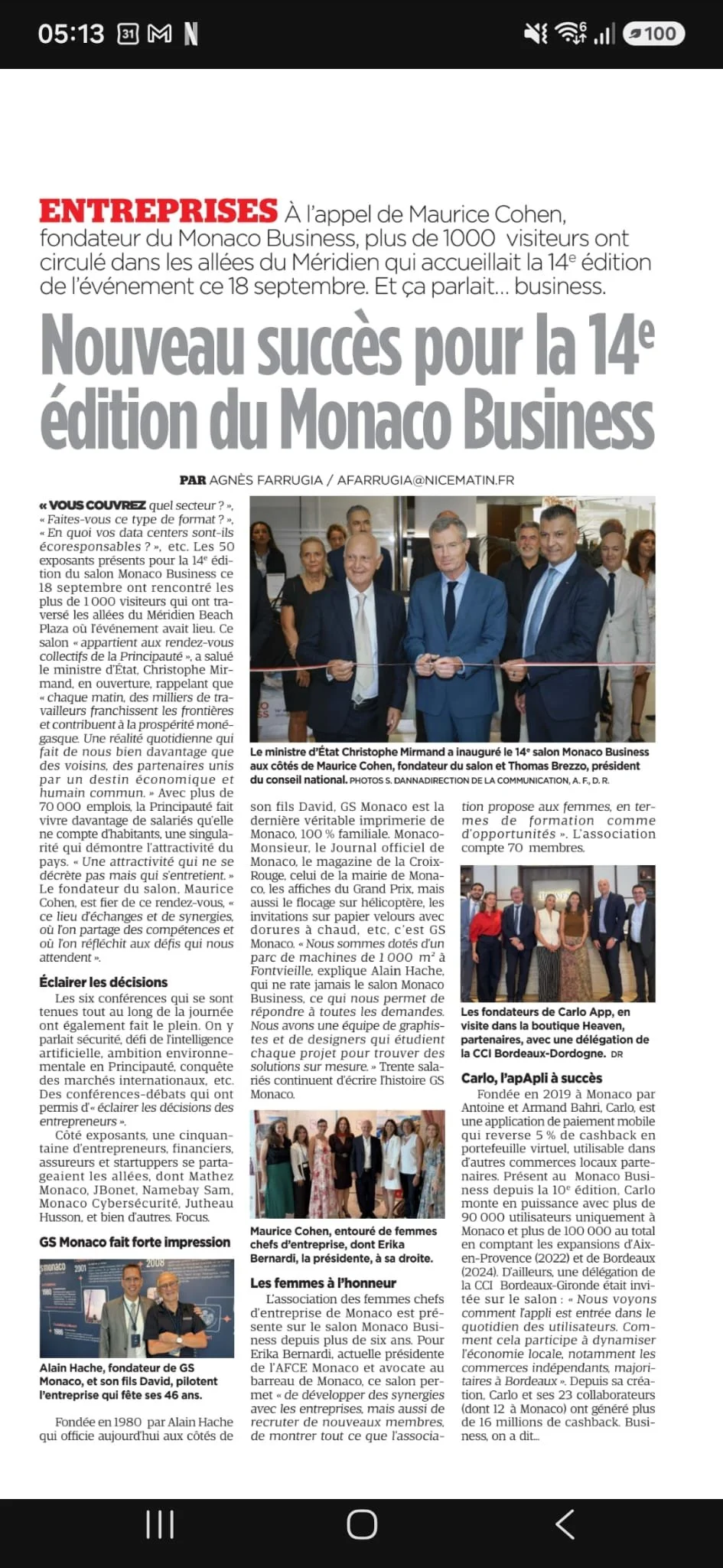 L’AFCEM Présente au 14-ème Edition du Monaco Business
