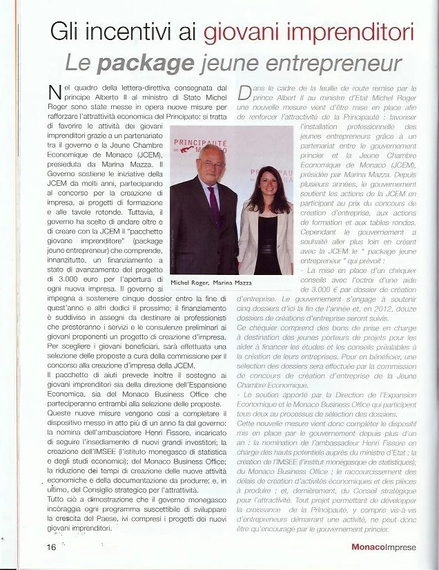 2011.10.20 Monaco Imprese article.jpg