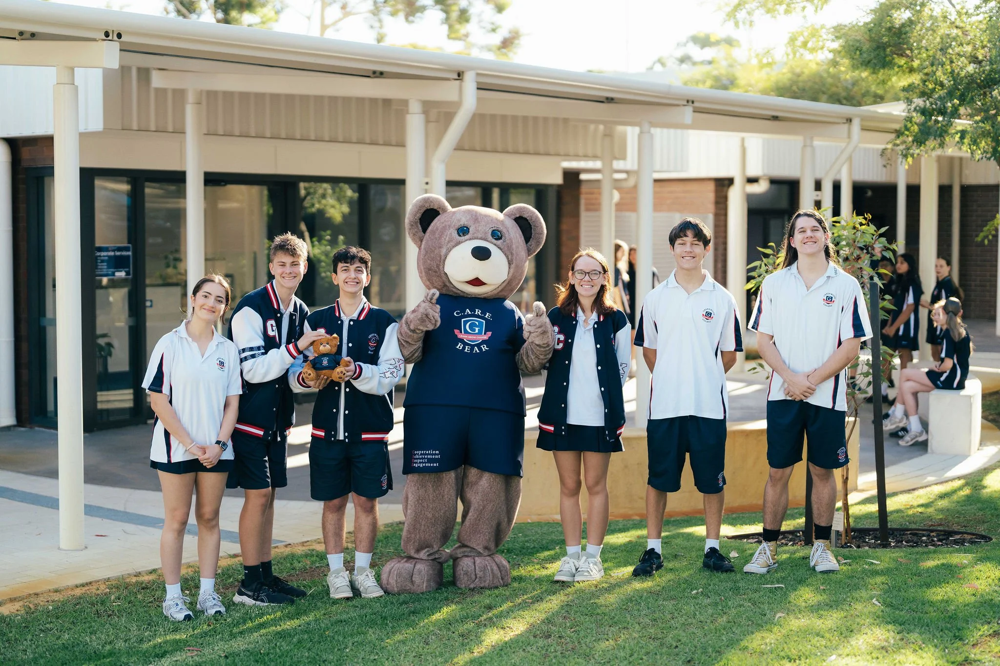 Greenwood College C.A.R.E. Bear school mascot in Western Australia