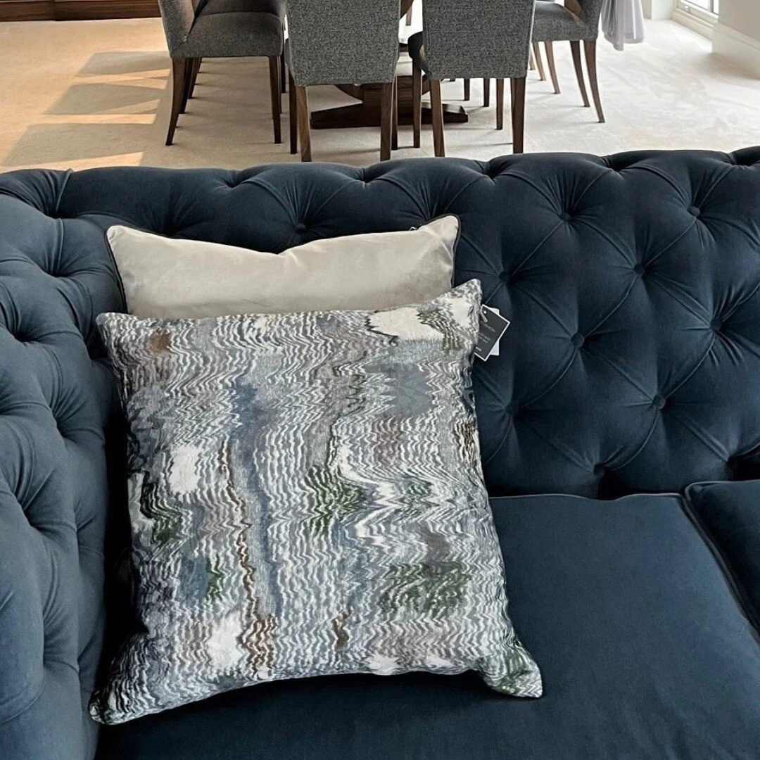 Most of my customers are busy people who don't have time to shop. So I go shopping at local retailers, place the cushions on the sofa and decide which ones to keep and which to return. Sometimes we can't find off the shelf ones that work so I find fa
