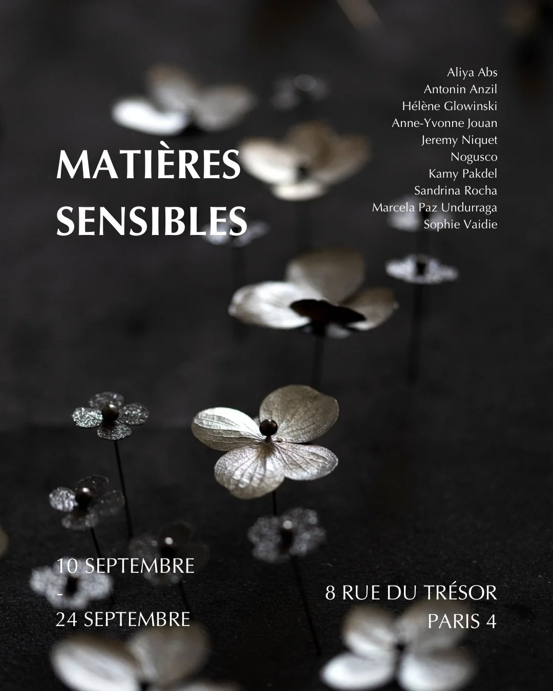 | SAVE THE DATE - MATI&Egrave;RES SENSIBLES | 

&Agrave; vos agendas ! Nous aurons le plaisir de vous retrouver &agrave; la rentr&eacute;e pour Mati&egrave;res sensibles, une nouvelle exposition collective autour de la mati&egrave;re, du geste et des