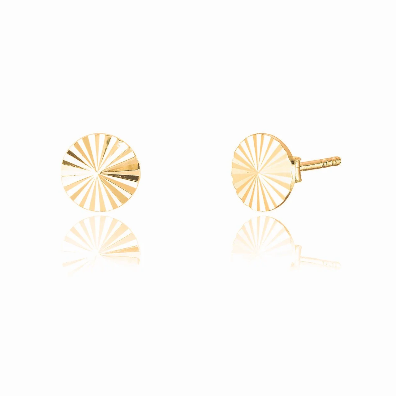 Boho Facet Ray Mini Disc Gold Stud Earrings